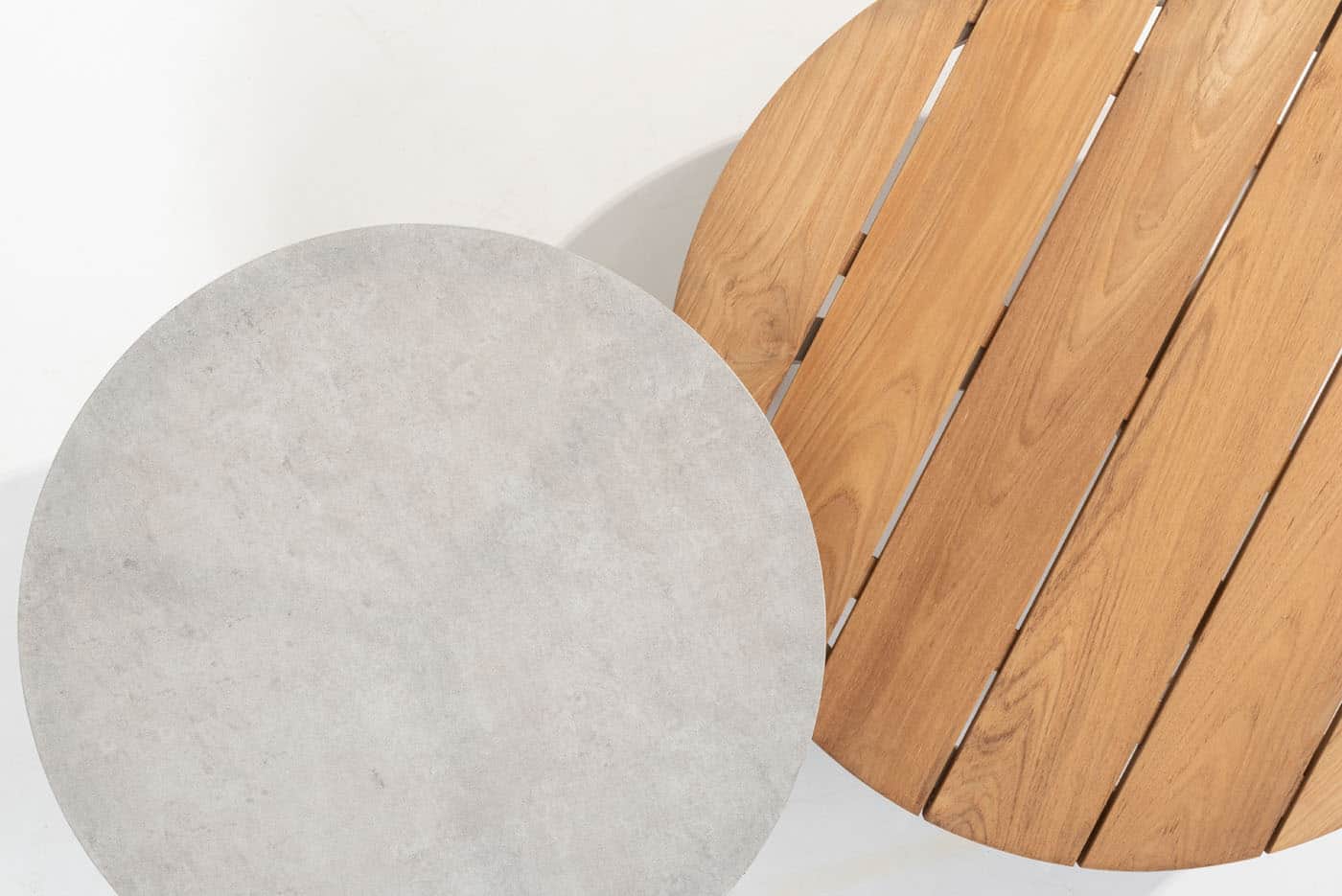 Taste 4SO - Emma set van 2 salontafels latte, 65 en 80 cm. Ø printed keramiek / teak top