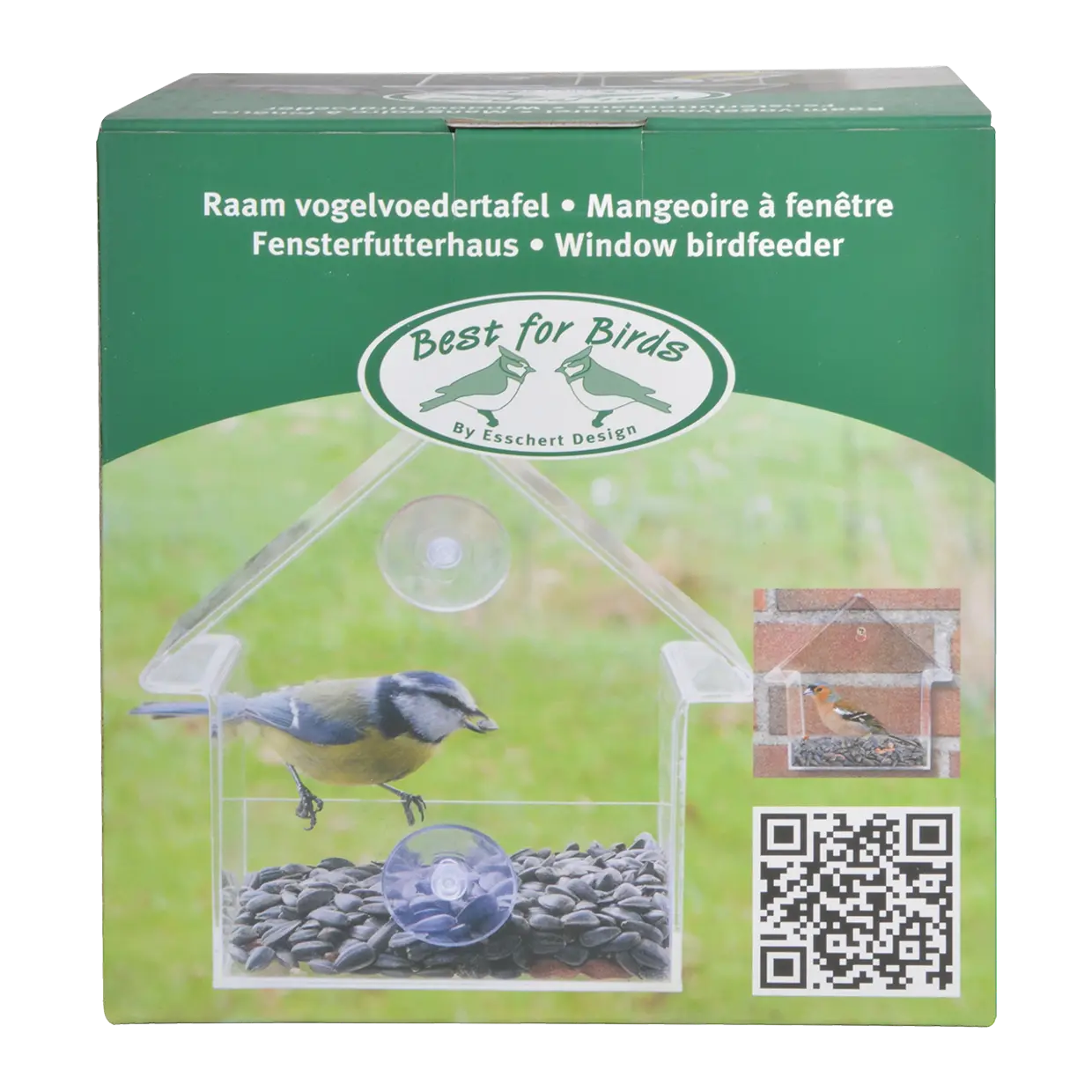 Esschert Design doos Best for Birds raamvoedertafel huisvorm acryl