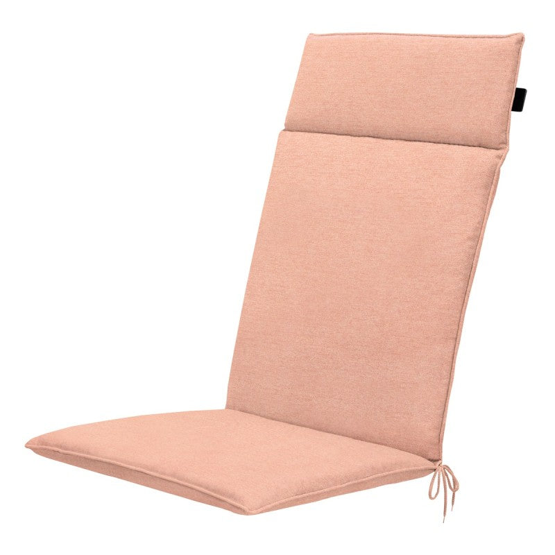 Outdoor zitkussen met hoge rugleuning, zalmroze, met strikkoordjes onderaan