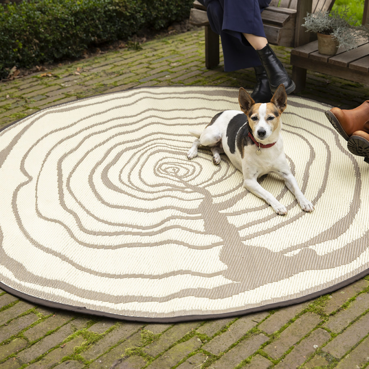 Esschert design - rond tuintapijt jaarringen 170cm