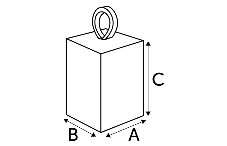 Maattekening van Flamingo poepzakhouder Vito met aanduidingen A, B en C
