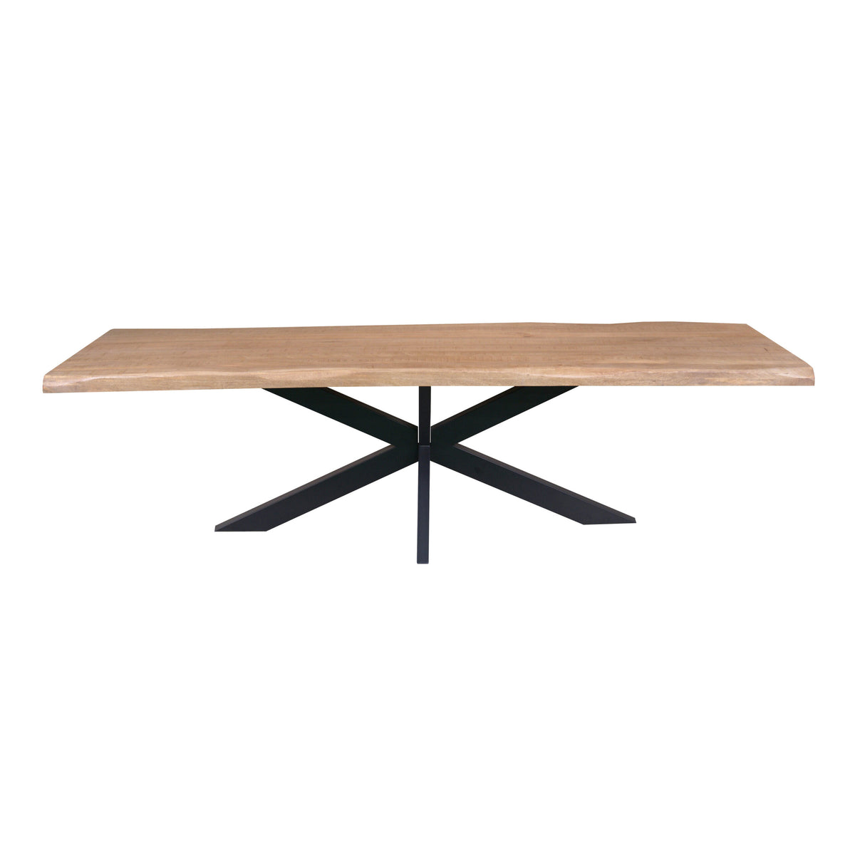 Boomstamtafel met houten blad en zwarte kruispoten, 240 cm