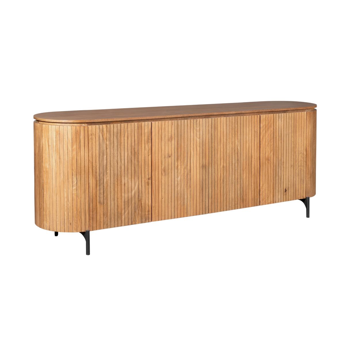 Dressoir met lang front en afgeronde hoeken, naturel hout en pootjes