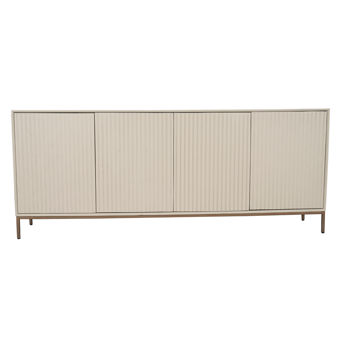 Dressoir Madison in zandkleurig beige met vier deuren en verticale ribbels