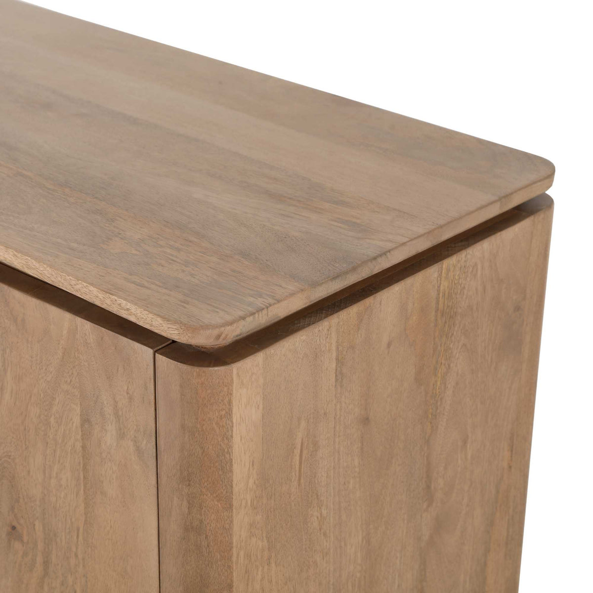Detail van mangohouten blad en front met twee panelen, naturel