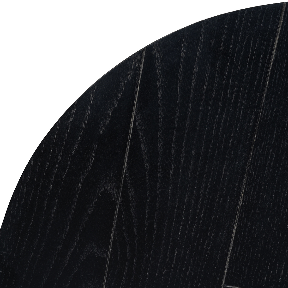 Zwart houten tafelblad met duidelijke houtnerf en matte afwerking
