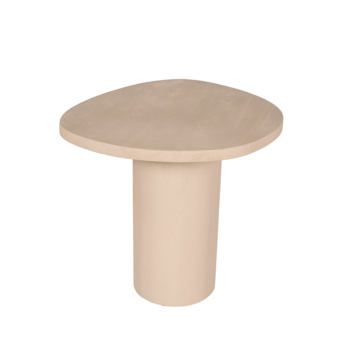 Ronde salontafel in zand met rond blad en slanke cilindrische poten