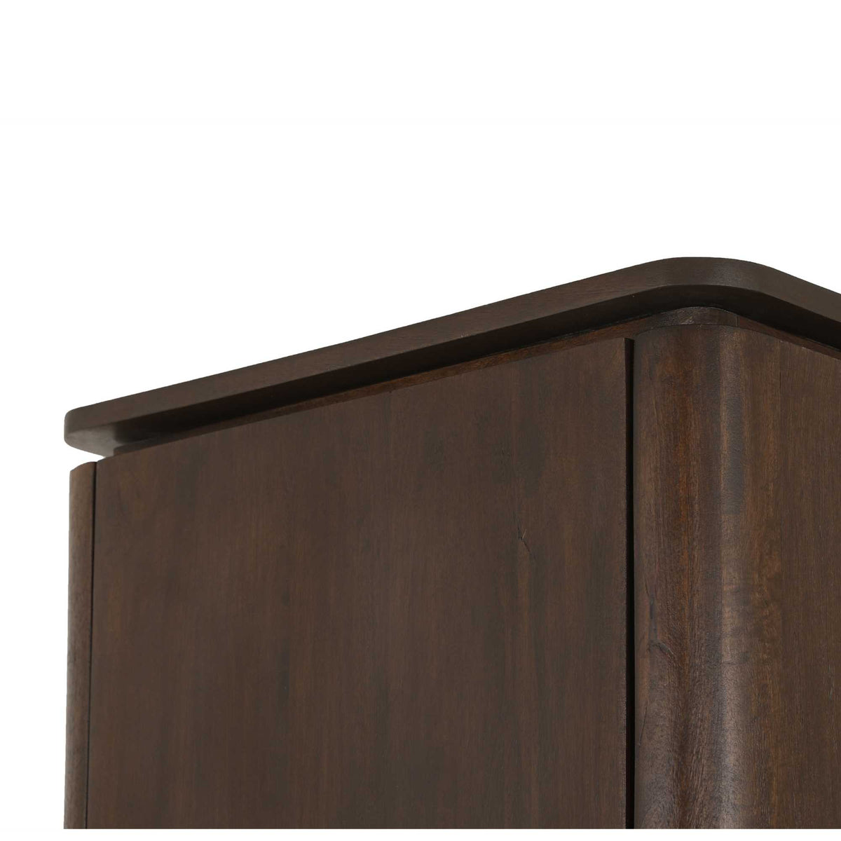 Kast Dallas in bruin hout met gebogen bovenrand en houten nerf