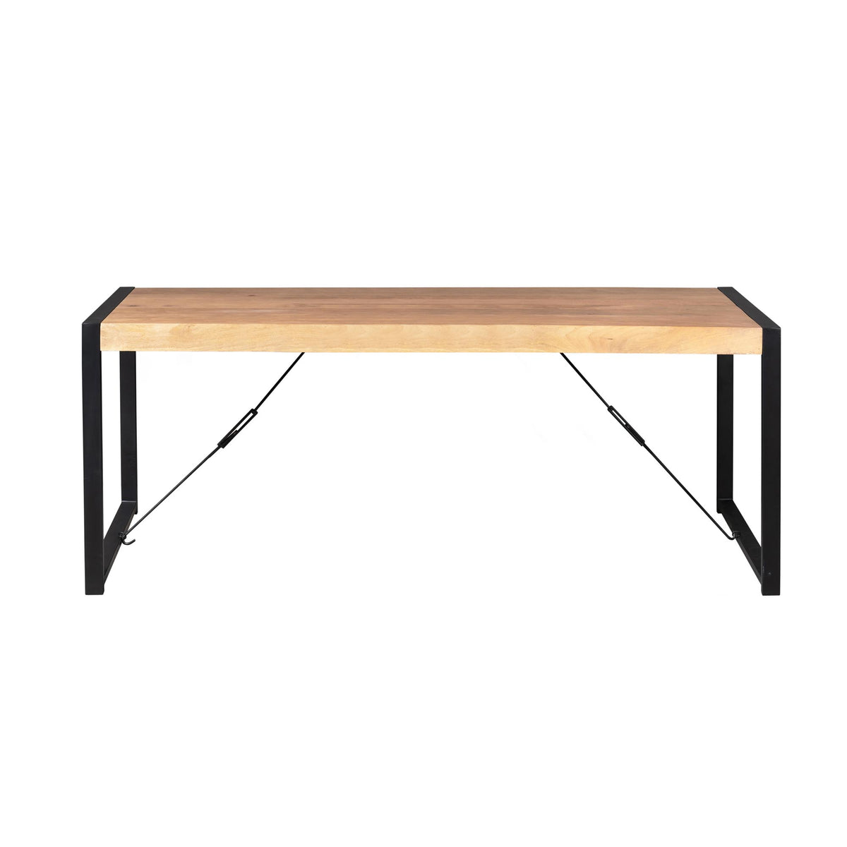 Eettafel Britt met rechthoekig houten blad en zwart metalen poten