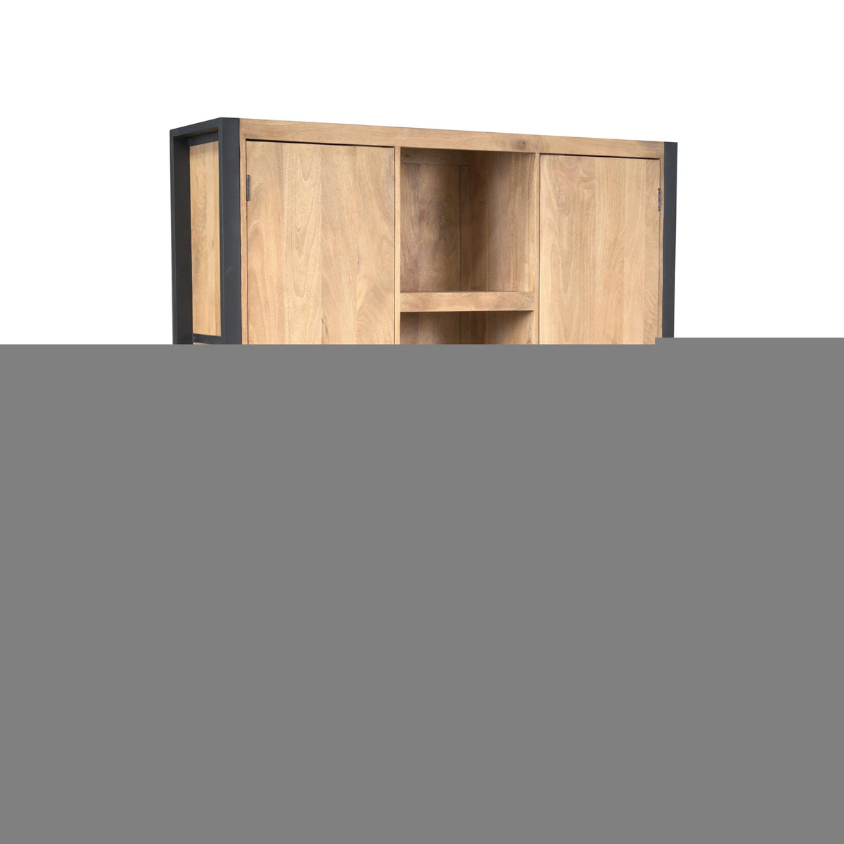 Boekenkast Britt met open vakken en houten planken, eikenlook, bovenaanzicht, 150 cm