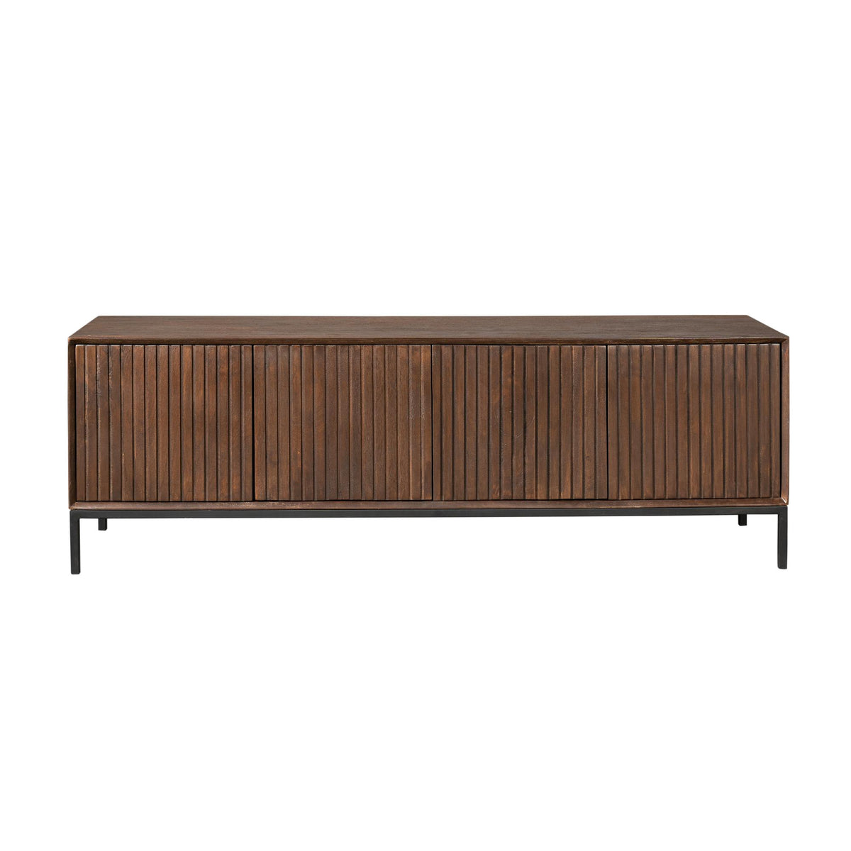 tv-meubel Madison Brown 165 cm, rechthoekig model met donker houten front en 2 deuren