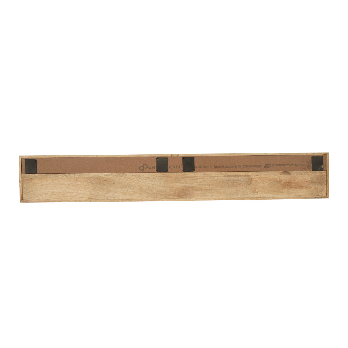 Zwevend tv-meubel naturel hout met open binnenruimte en kabel-/montageopeningen