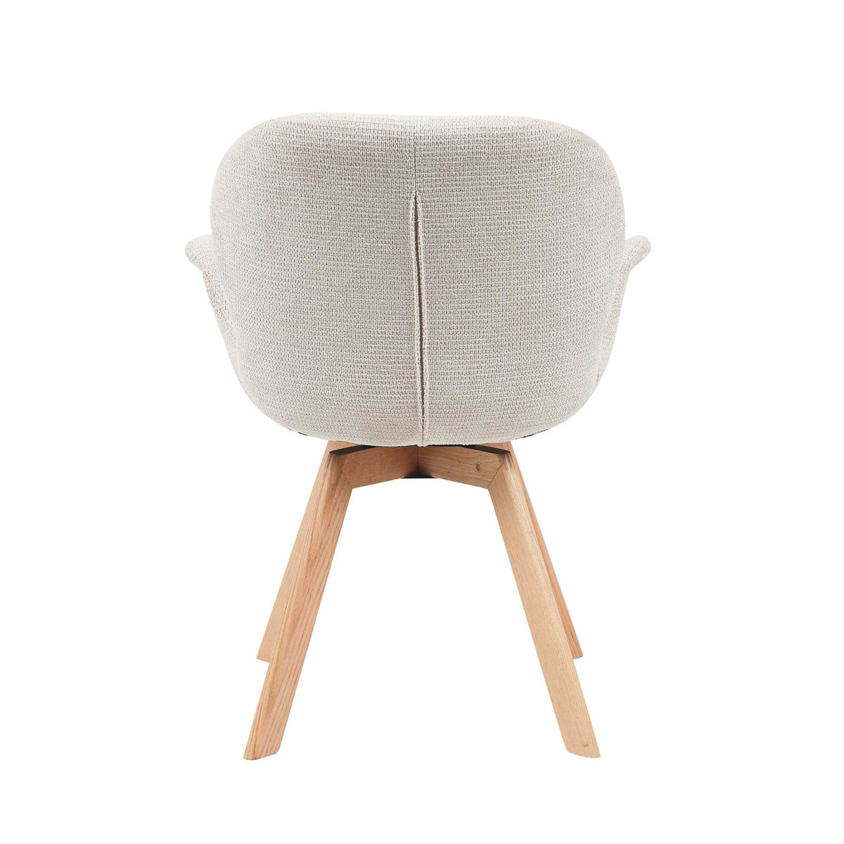 Eetkamerstoel Jesse met beige stoffen rug, naad in het midden en houten poten