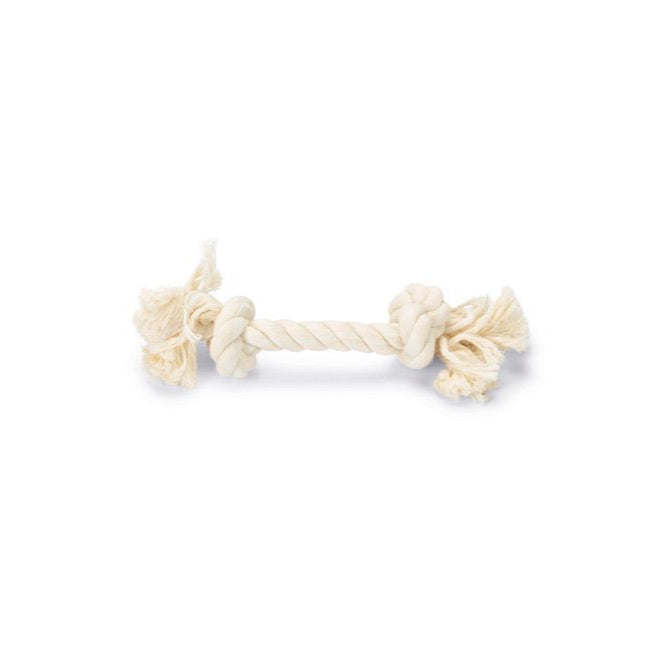 Beeztees flossytoy mini: gevlochten touwspeeltje met knopen, crèmekleurig