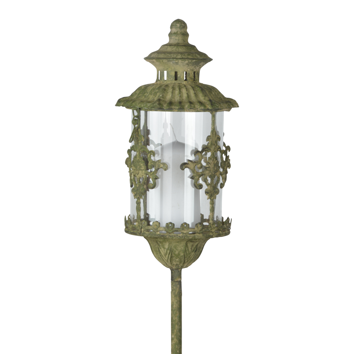 Esschert design - Aged Metal Green lantaarn op paal