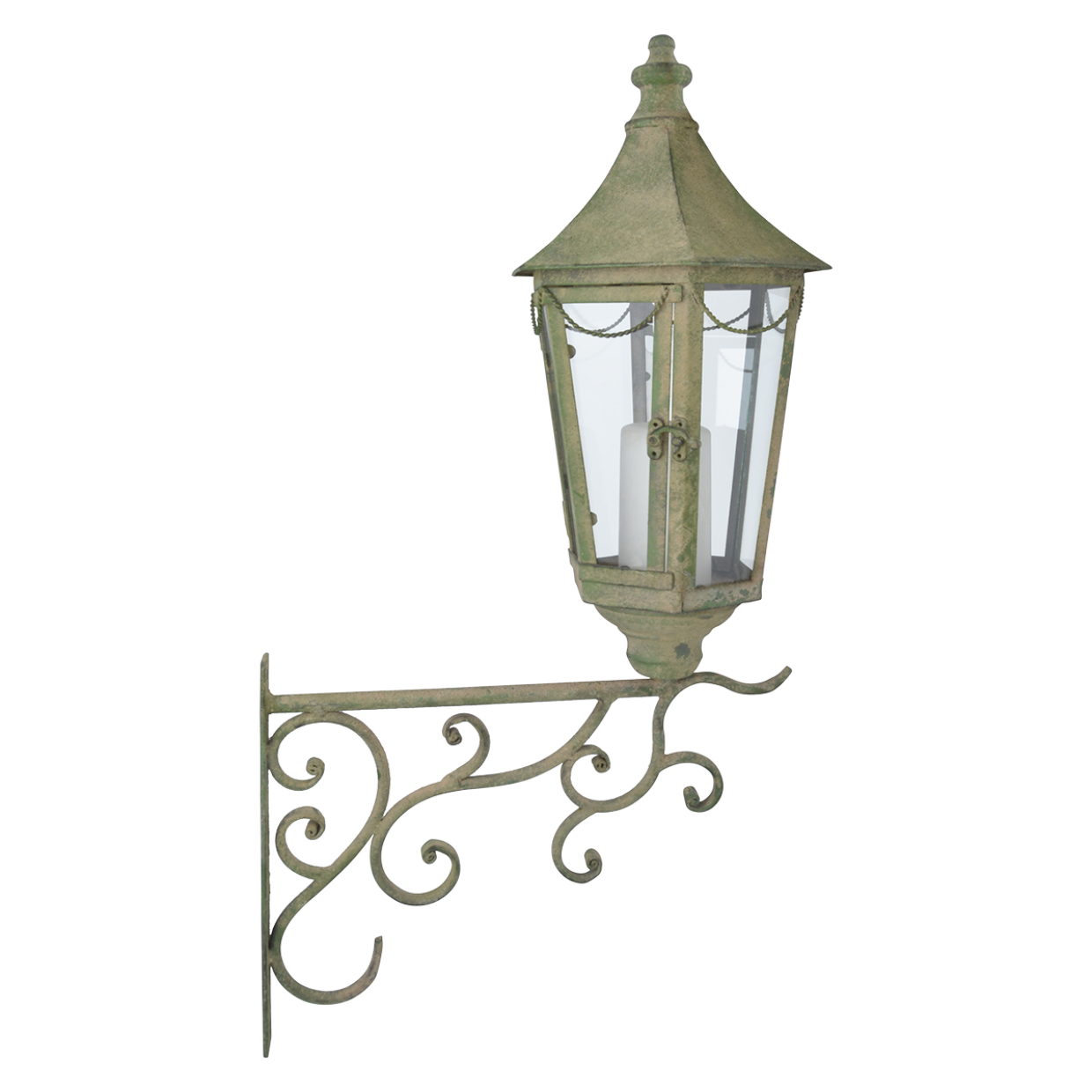 Esschert design - Aged metal Green wand lantaarn