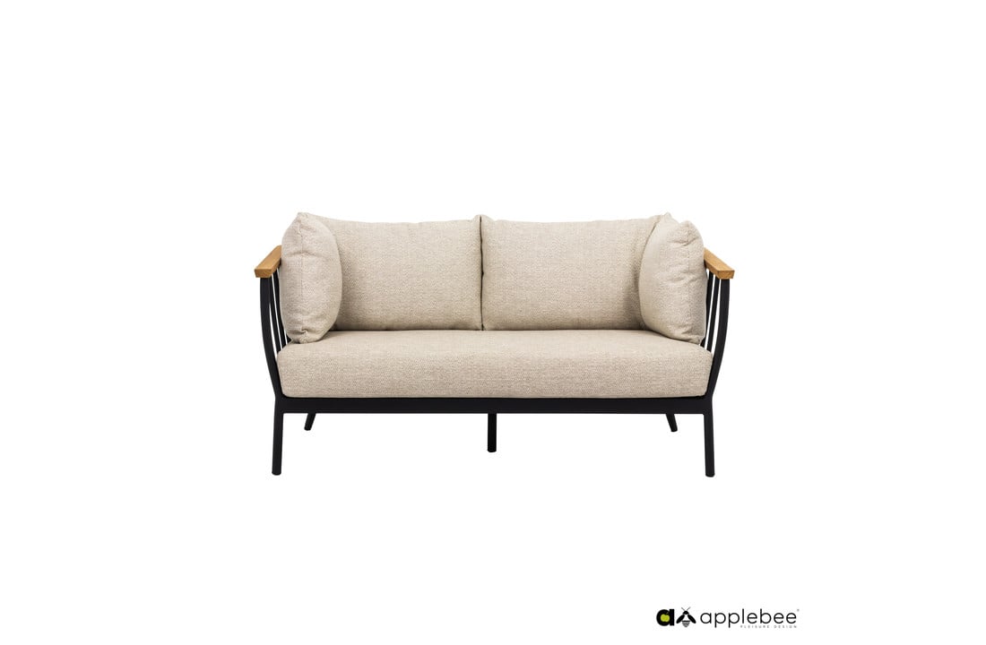 Apple Bee Condor loungebank 150 met beige kussens en zwarte poten