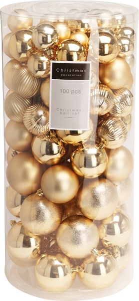 Kerstballen 100 stuks kunststof | Goud