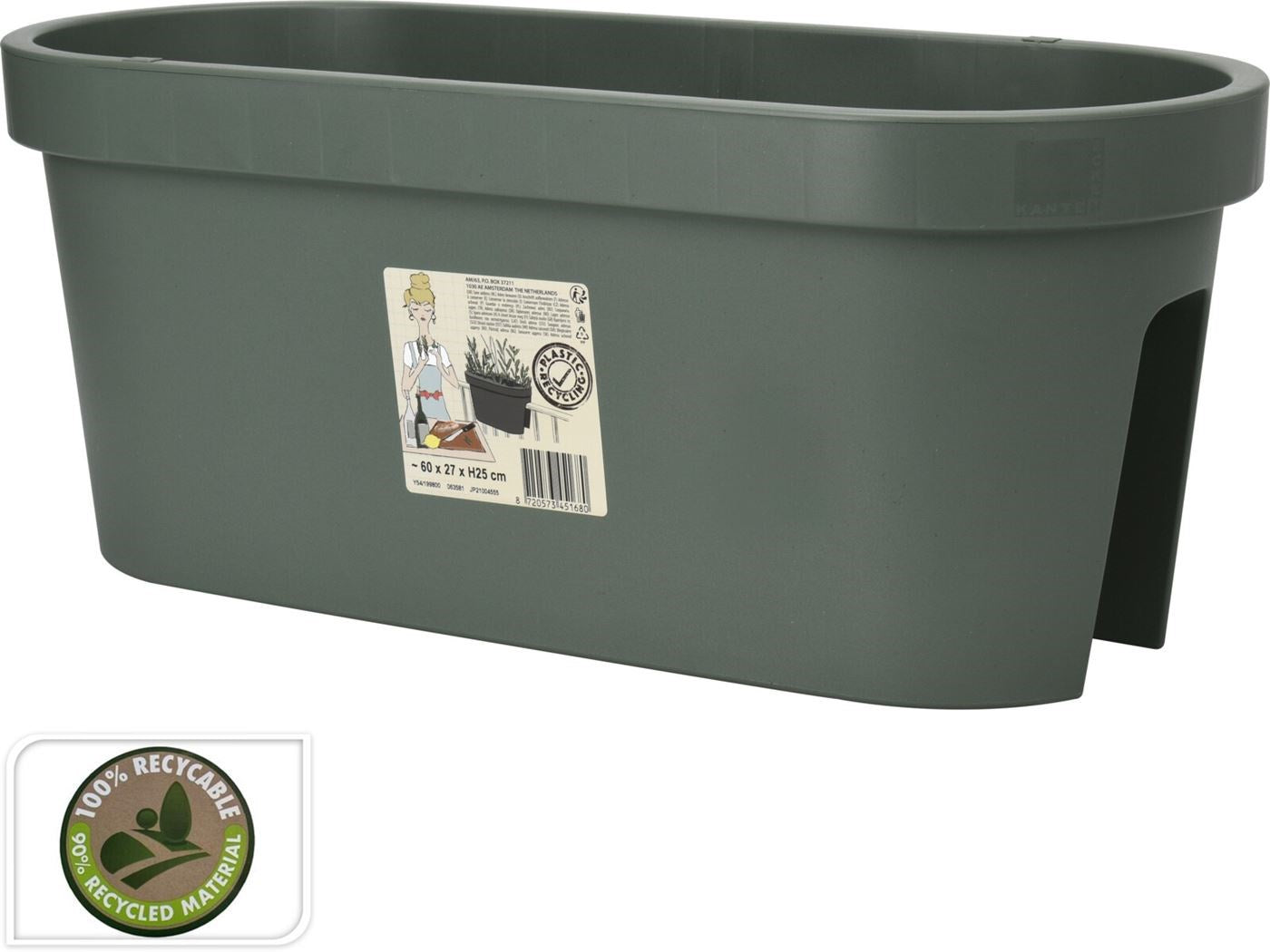 Balkonbak 60x28x25cm groen