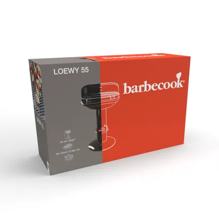 Verpakkingdoos Barbecook Loewy 55 houtskoolbarbecue met rode en grijze opdruk