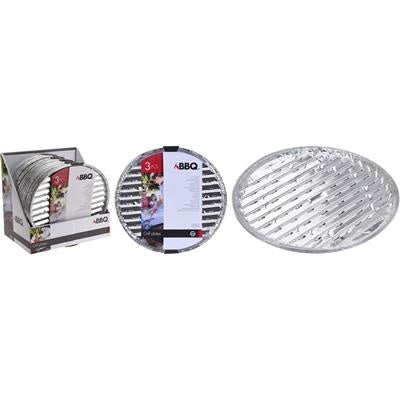 Set van 3 ronde grillplaten van zilverkleurig aluminiumfolie, voor op de grill