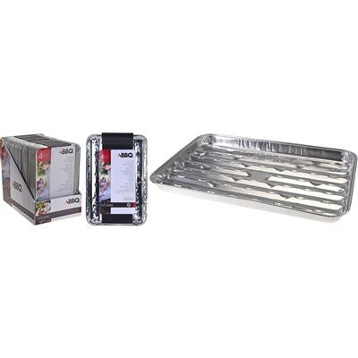Grillschaal set van 4 rechthoekige aluminium schalen met opstaande randen