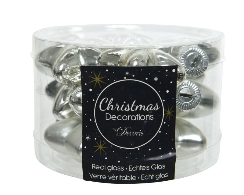 Kerststerren 12 stuks zilver grijs D4,0 cm - Decoris