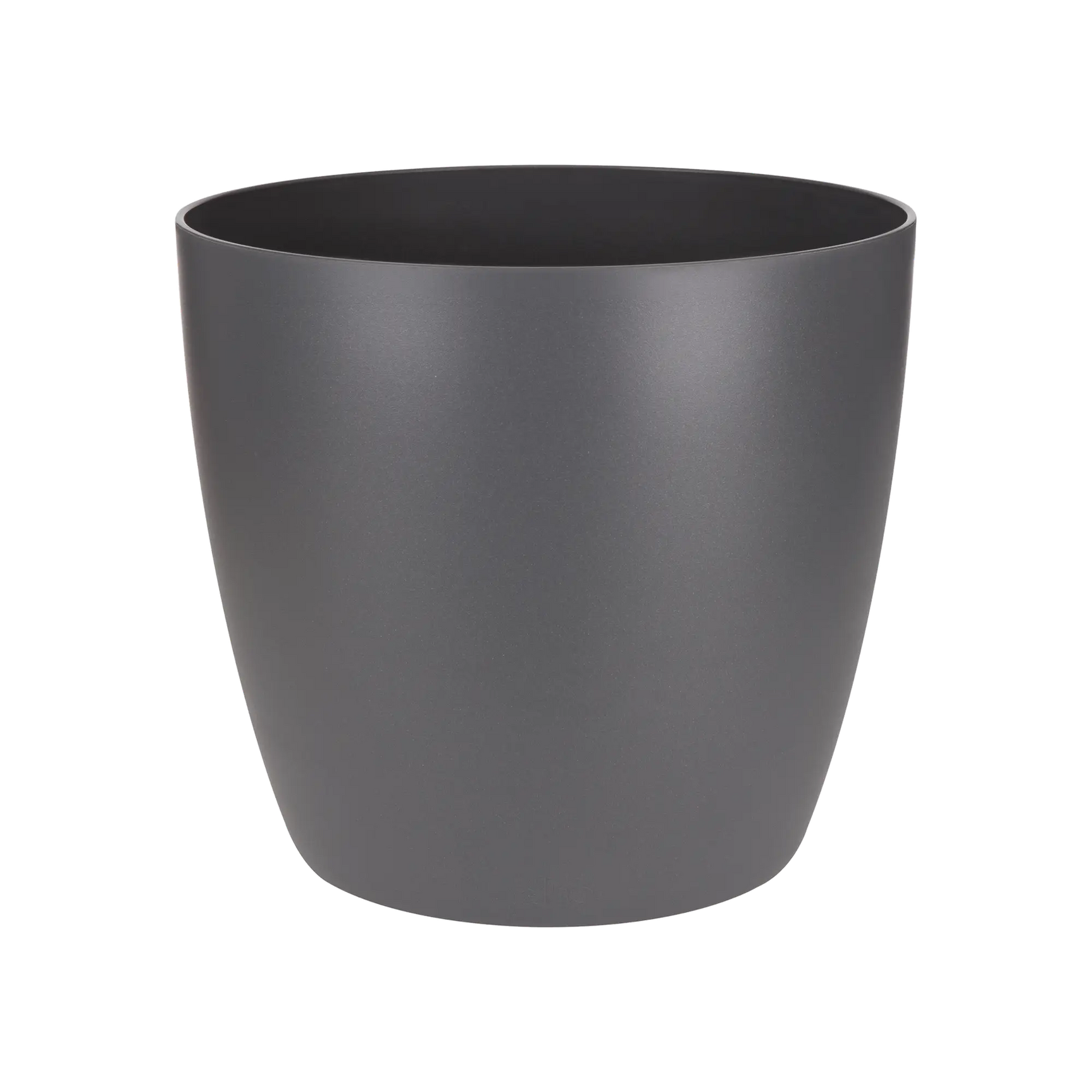 Elho ronde plantenpot, antracietgrijs, gladde wand en brede bovenrand.