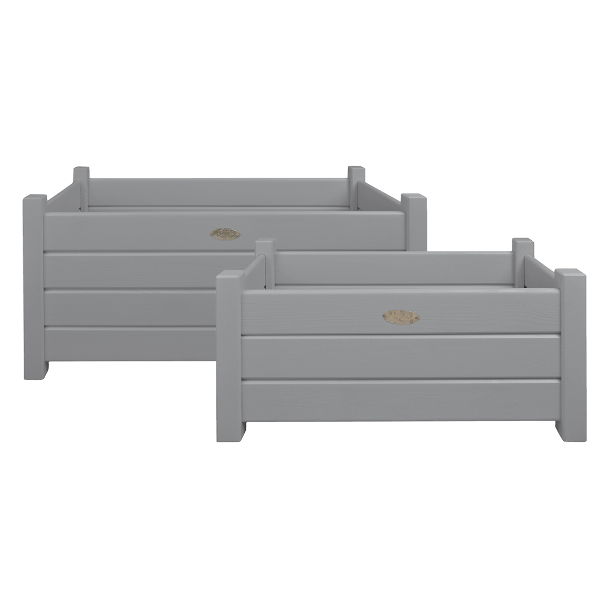 Plantenbak rechthoek grijs (2 delig)