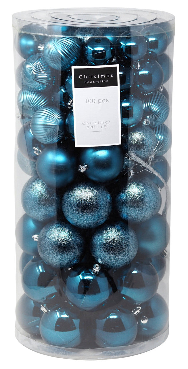 Kerstballen 100 stuks kunststof | Blauw