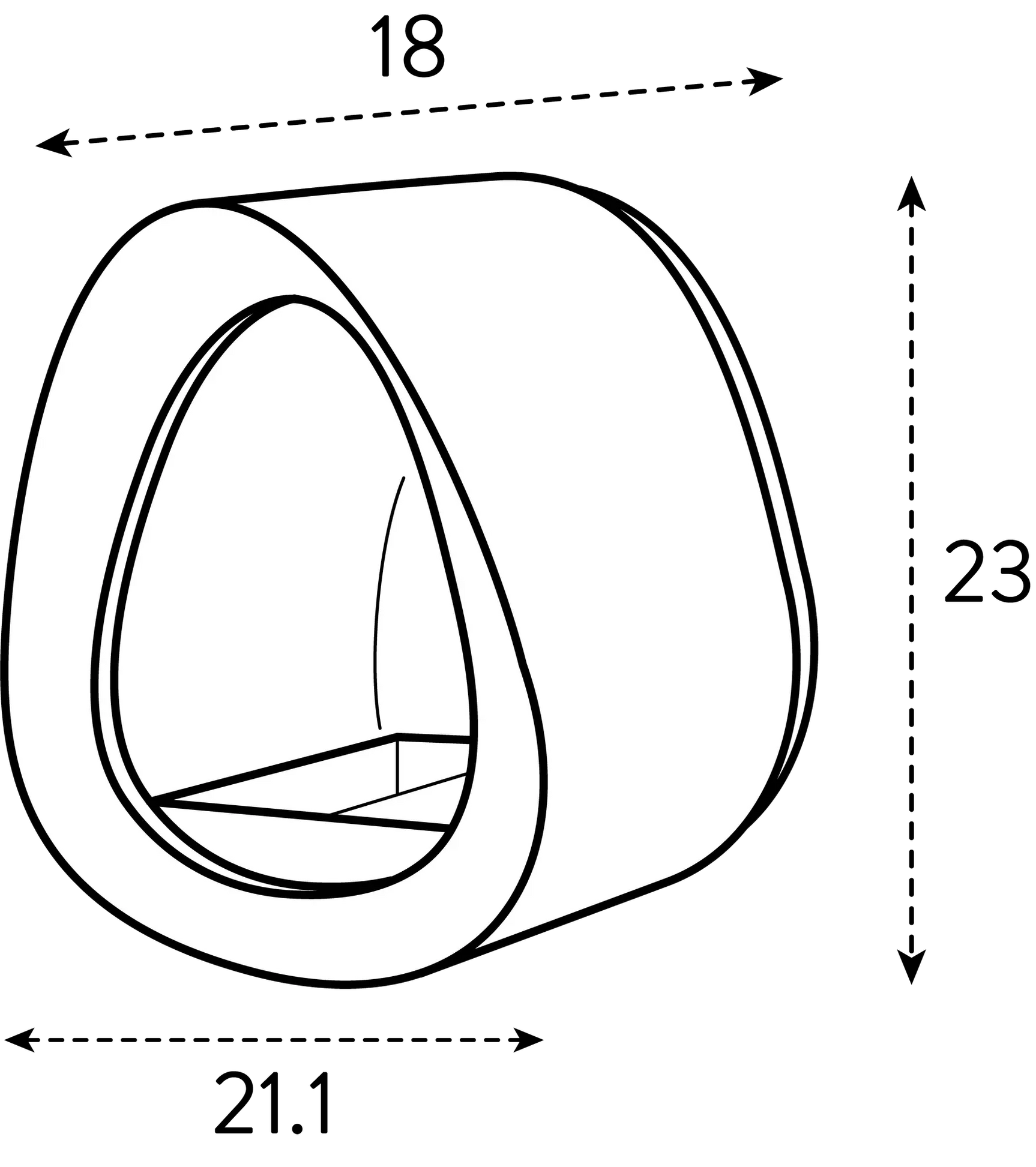 Elho vogelvoerhuisje icoon/tekening met ovale opening en bakvorm