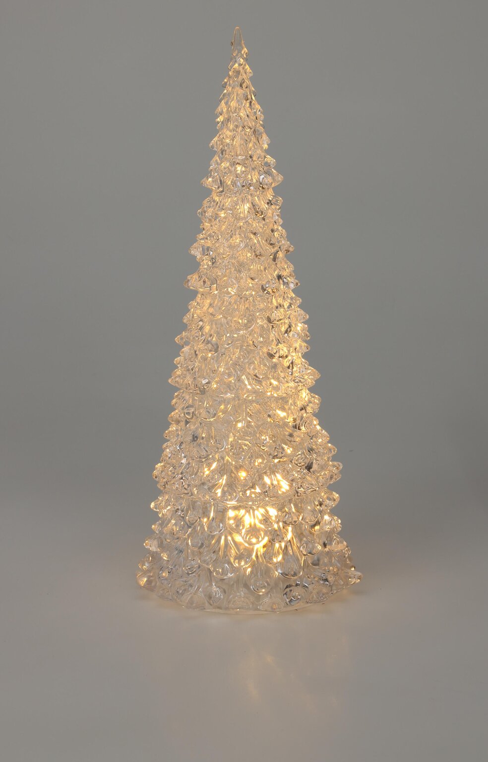 Acryl kerstboom met warmwitte LED's, transparant met gloed