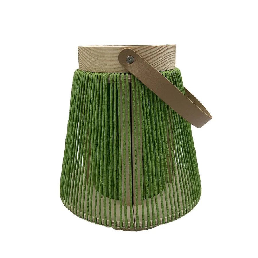 Windlicht groen Rotan en hout 23cm - House of Nature