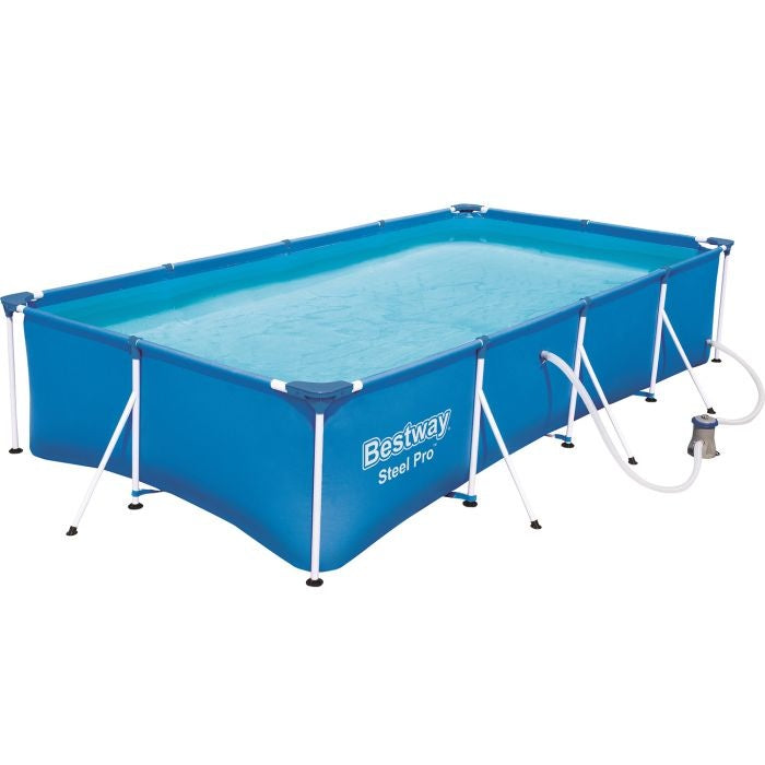 Blauw Bestway stalen frame zwembad 400x211x81 cm met pomp aansluiting