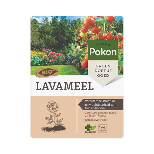 Pokon BIO lavameel doos met opschrift LAVAMEEL en BIO-label