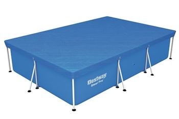 Afdekzeil voor zwembad 259x170 cm, blauw, met gespannen zeil en randen