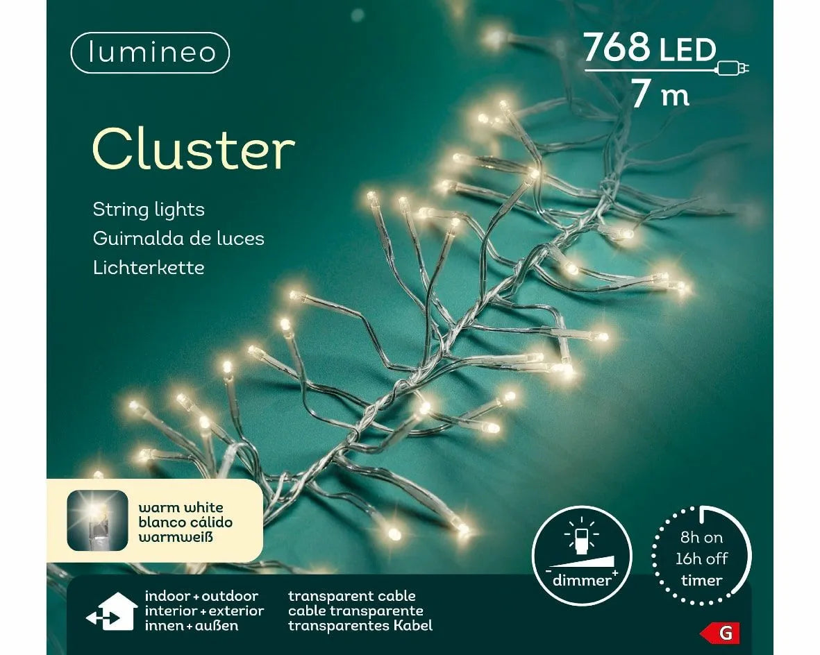 Lumineo LED Cluster Warm wit/Transparant 700 cm 768 L