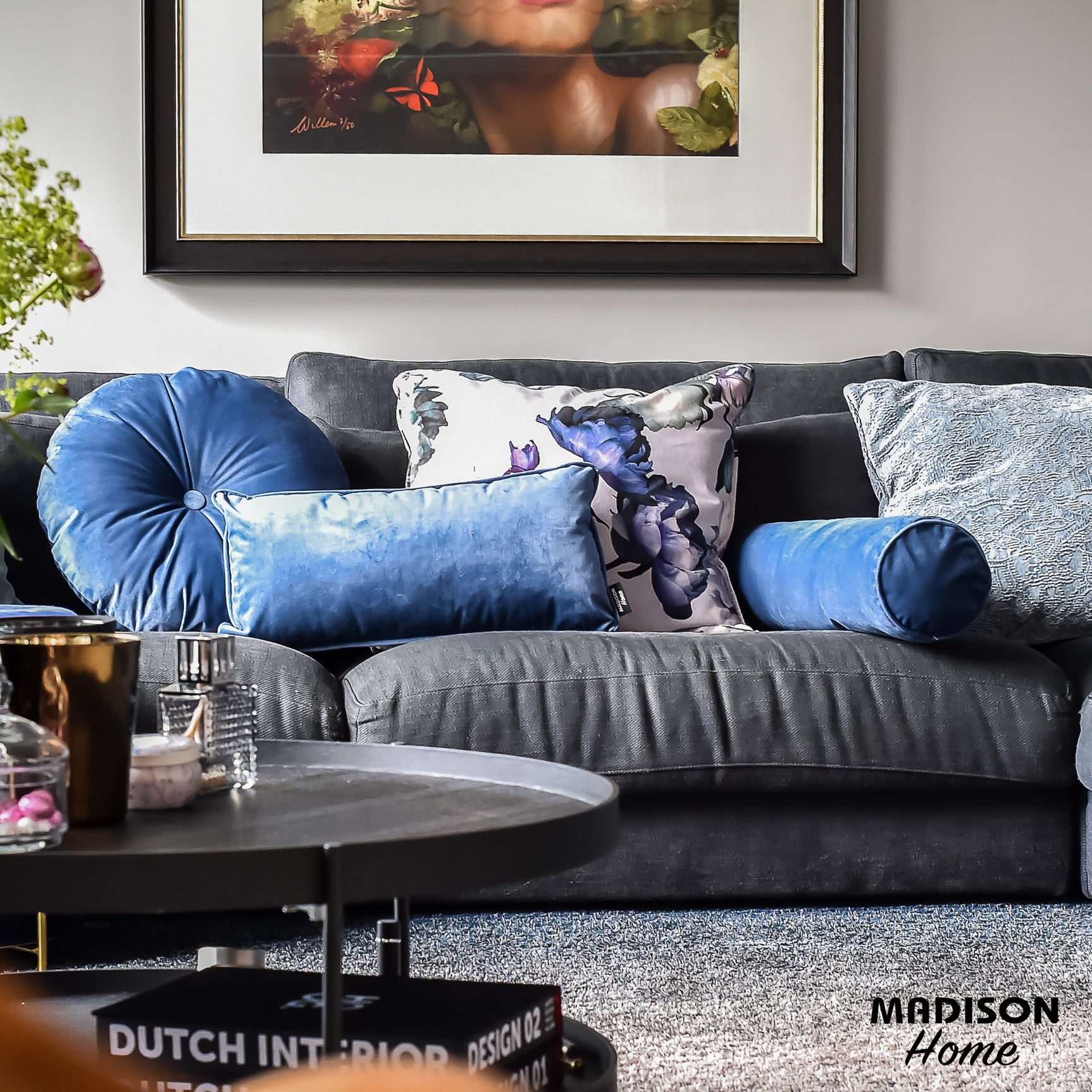 Madison - Sierkussen London Dark blue 60x17,5 cm