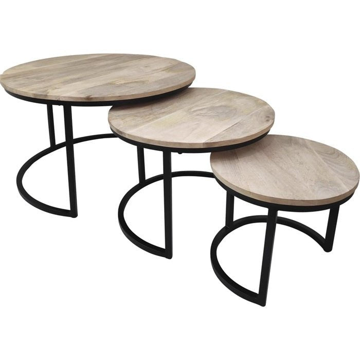 Houten bijzettafeltjes Jayden - set van 3