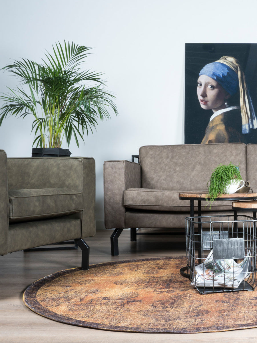 Vloerkleed Yves Rond Oker ø120 cm