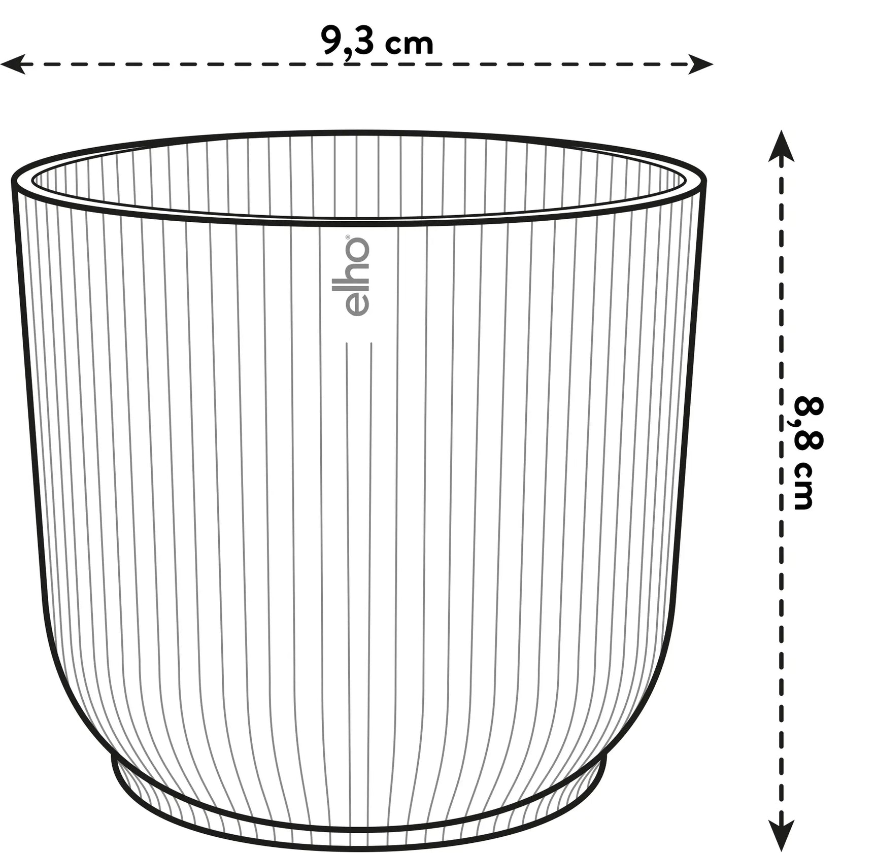 Elho mini bloempot, afmetingen 9,3 cm breed en 8,8 cm hoog