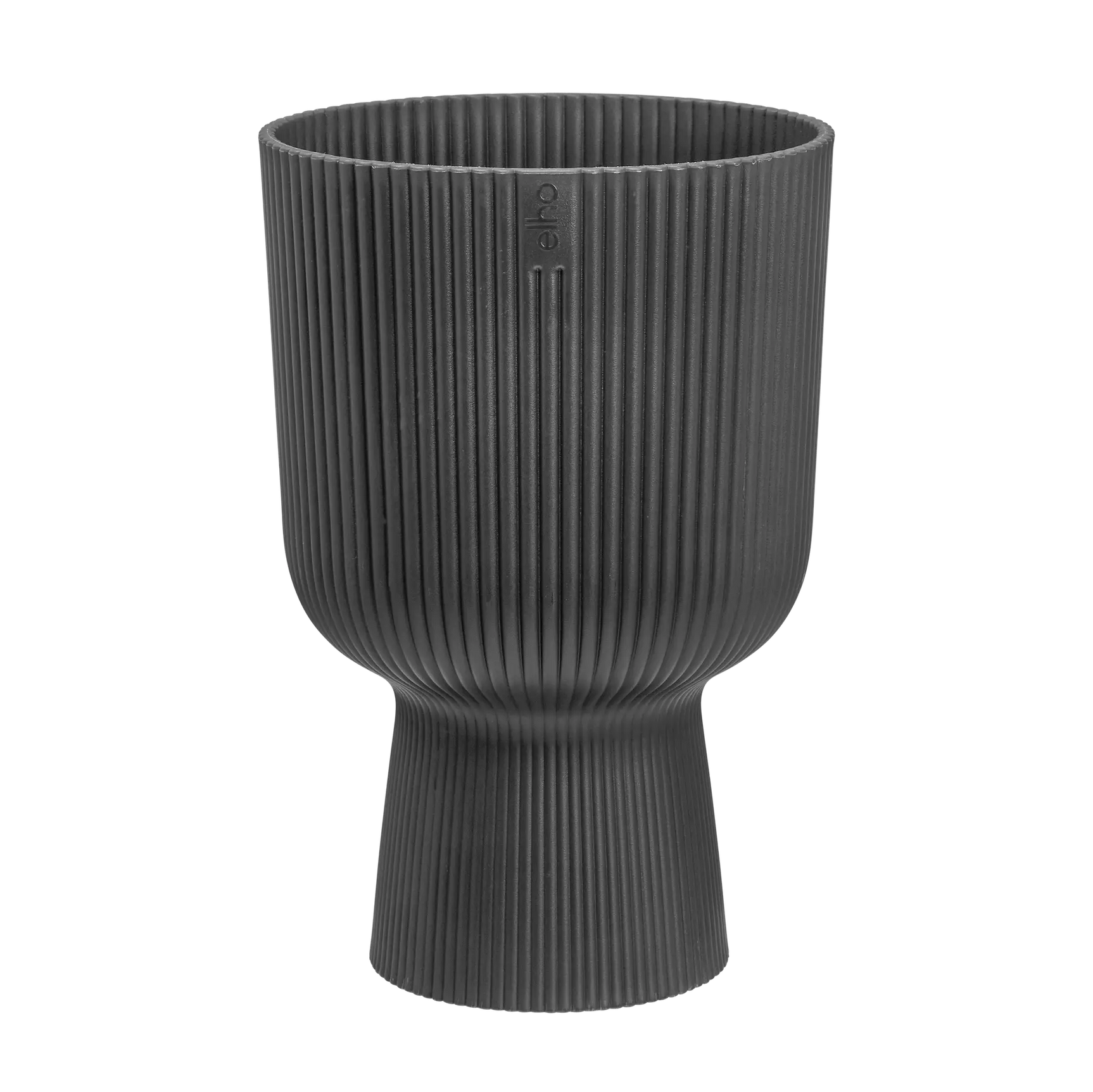 Elho Vibes fold plantenbak 30 cm antraciet, geribbelde kuipvorm met knop