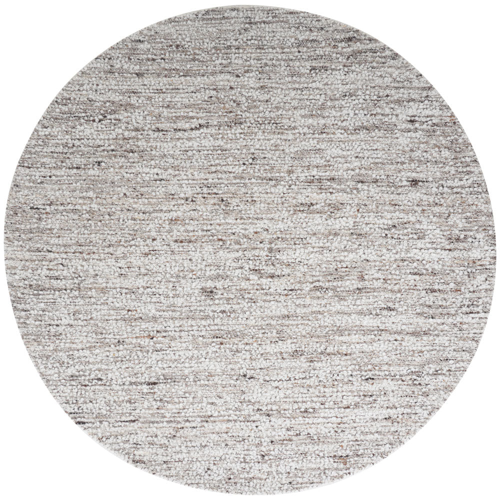 Rond vloerkleed met beige en grijze melange structuur, Ø200 cm