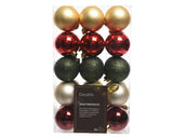 Kerstballen set 15st rood zilver groen goud