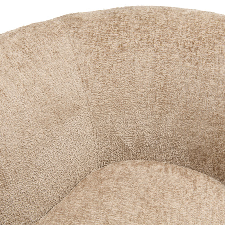 Draaifauteuil Credo van Rivièra Maison, close-up van de beige gemêleerde geweven bekleding