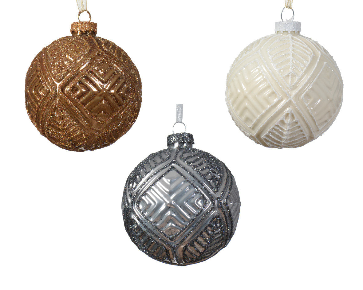 Kerstbal glas 3col ass