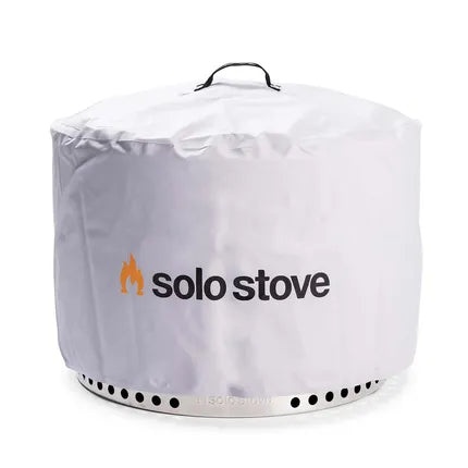 Witte beschermhoes met draaghendel voor Solo Stove Yukon, met Solo Stove-logo