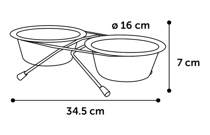 Flamingo - Eet- en drinkpot Duo Dinner Staander Arjun Zilver 2x800ml