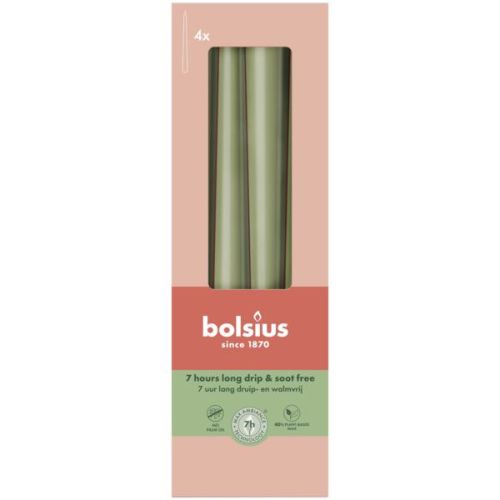 Gotische dinerkaars 245/24 Olive Green per 4 stuks - Bolsius