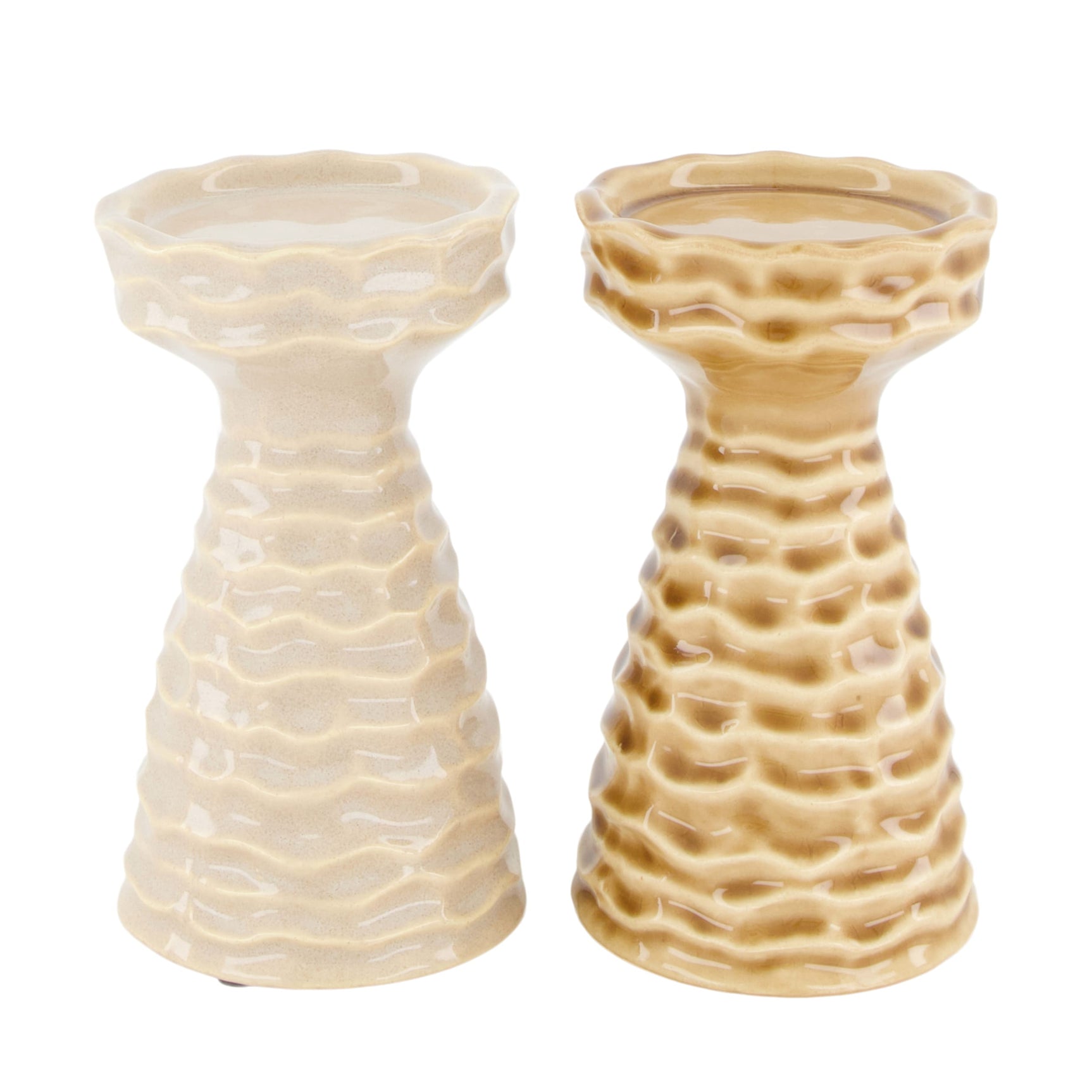 Pilaar kandelaar houder keramiek 9x9x16cm assorti van 2